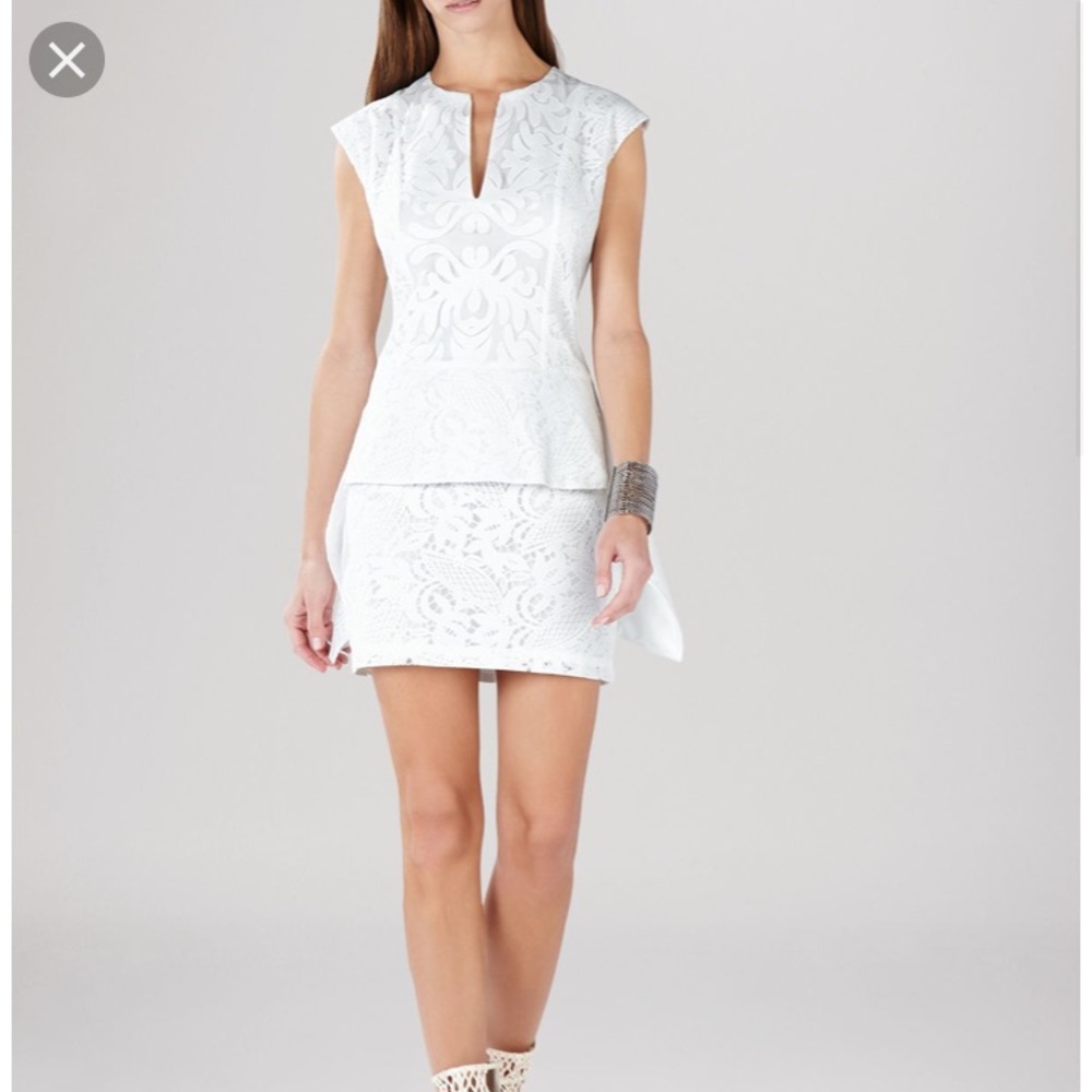 💵✂️White Bcbg Max Azria Isabel Peplum Dress 👗